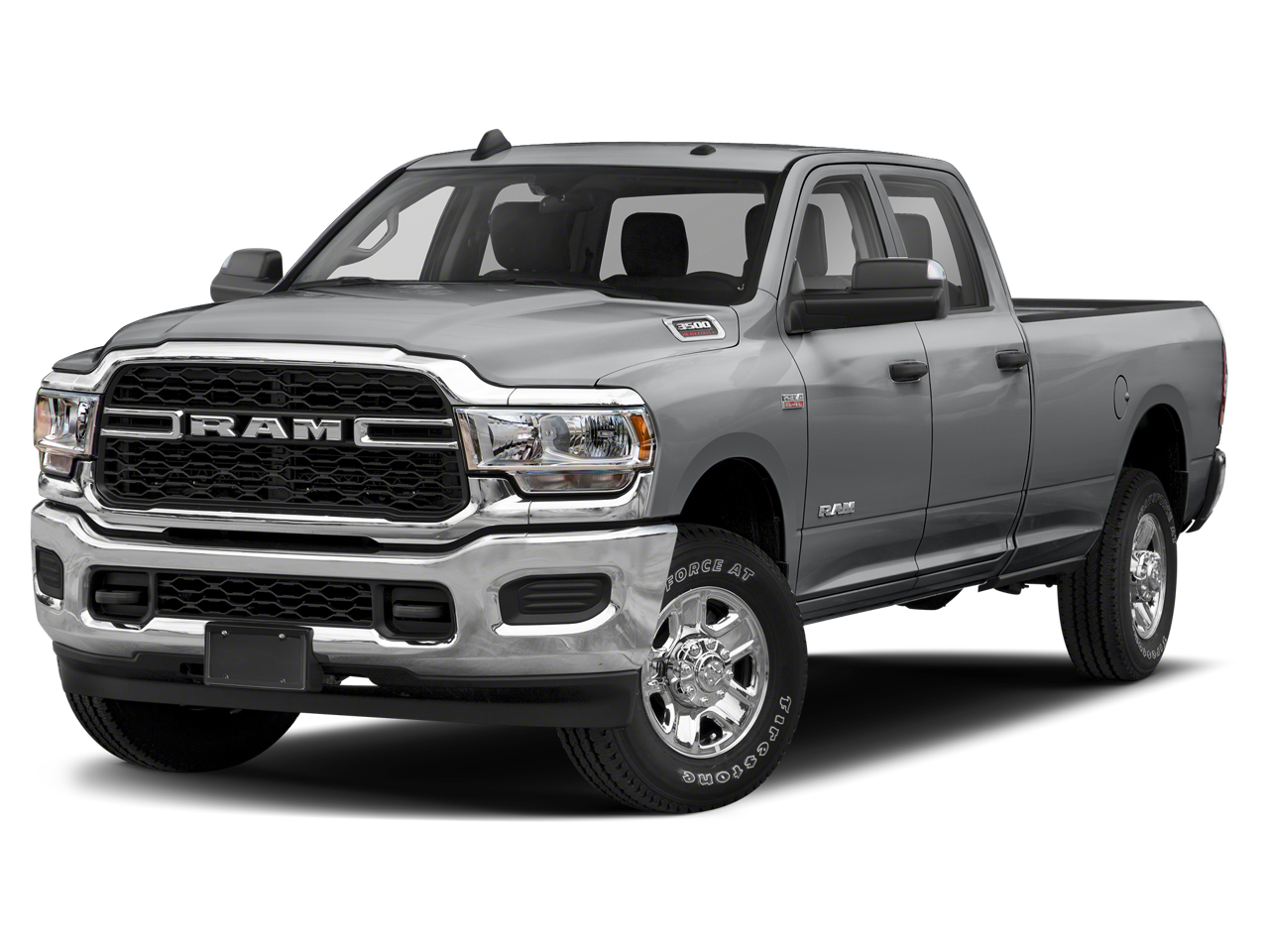 2022 RAM 3500 Laramie in Billet Silver Metallic Clearcoat — front three-quarter view