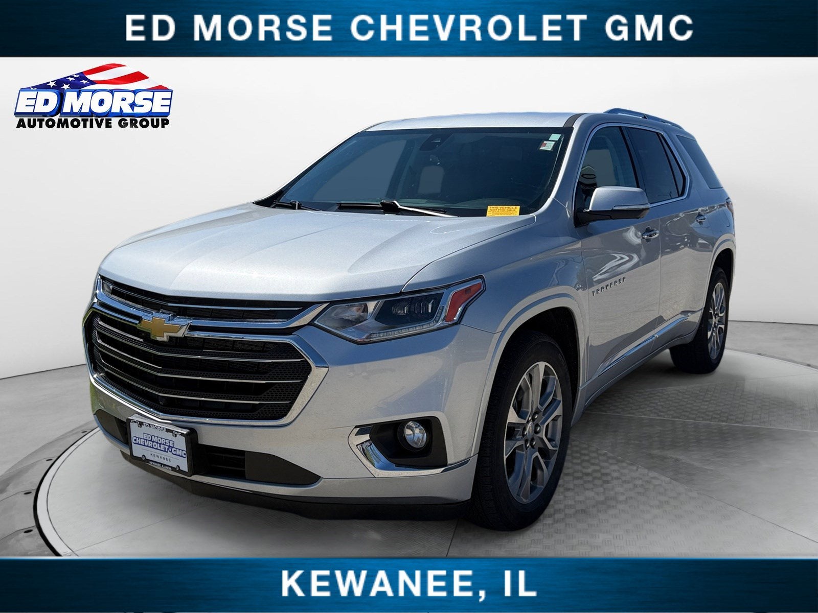 2021 Chevrolet Traverse Premier in Silver Ice Metallic — front three-quarter view