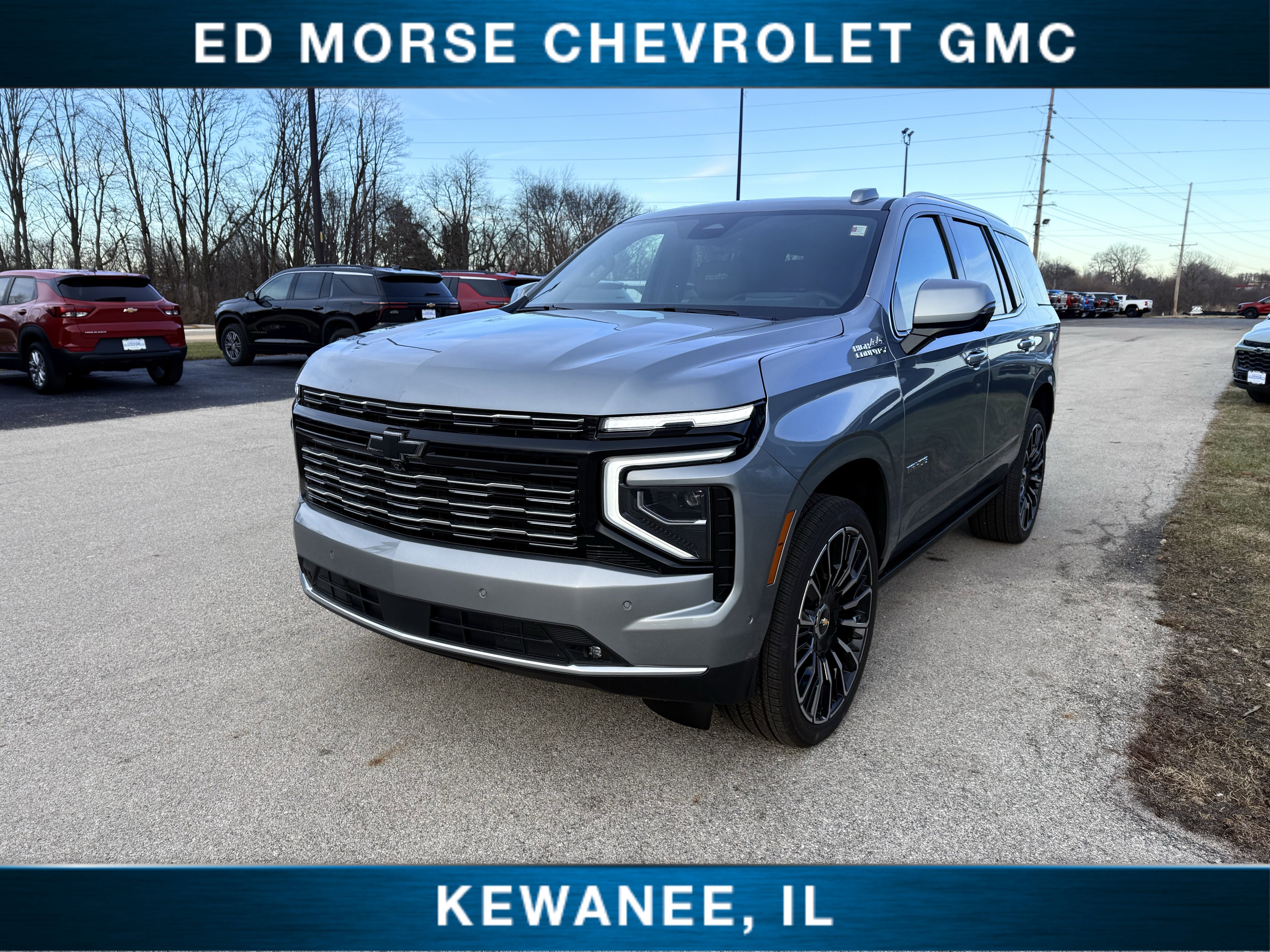 2025 Chevrolet Tahoe High Country in Sterling Gray Metallic — front three-quarter view