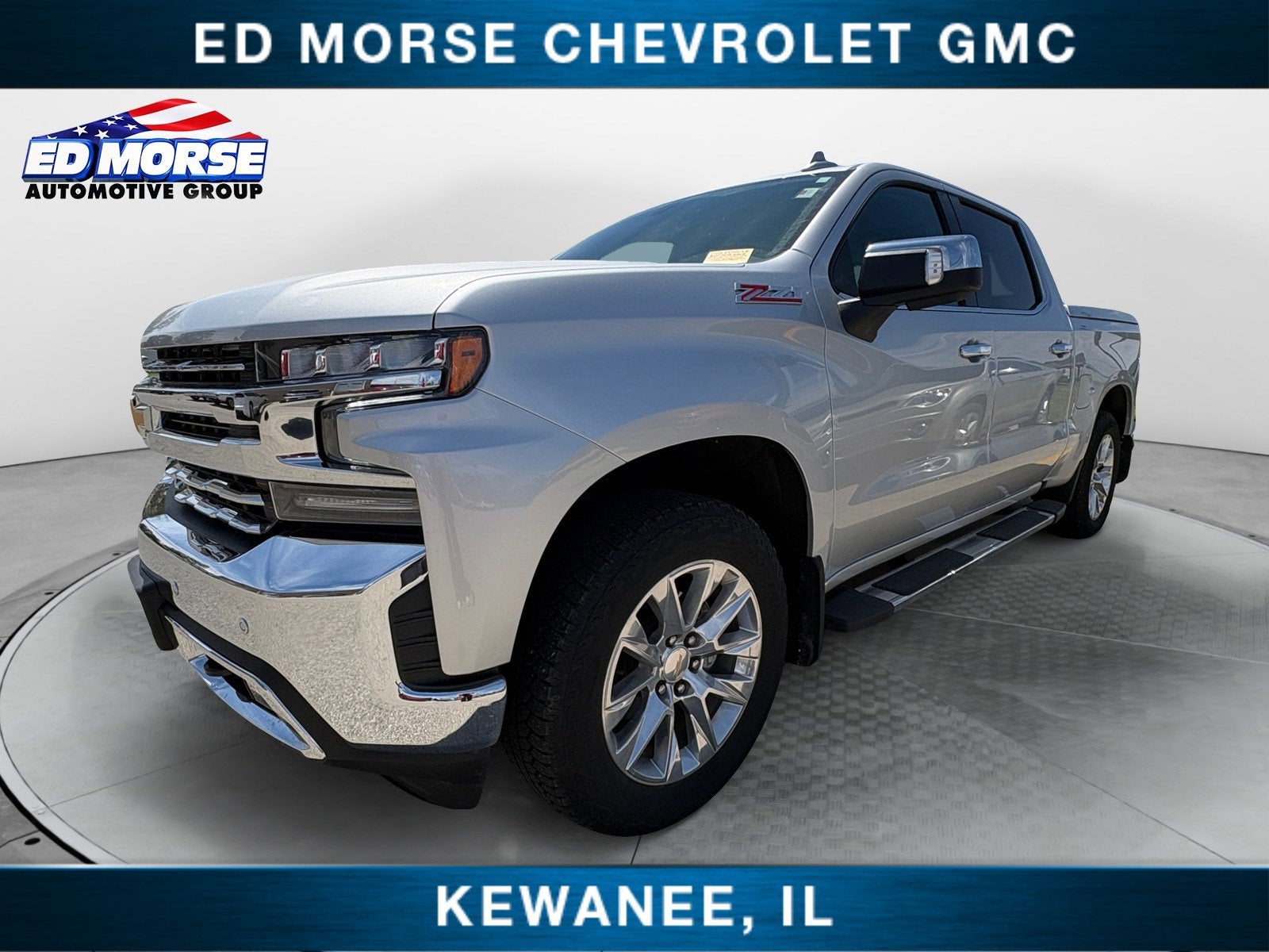 2021 Chevrolet Silverado 1500 LTZ in Silver Ice Metallic — front three-quarter view